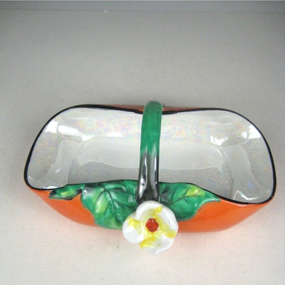 Noritake Porcelain Basket Hand Painted Japan Luster Handle Vintage Trinket 6.5 i - Picture 2 of 9